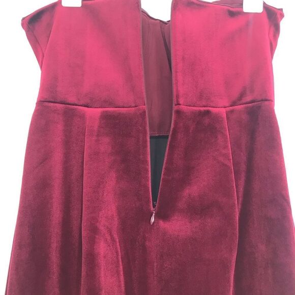 Express Wine Red Strapless Sweetheart Velour Holiday Pencil Dress - Picture 11 of 16